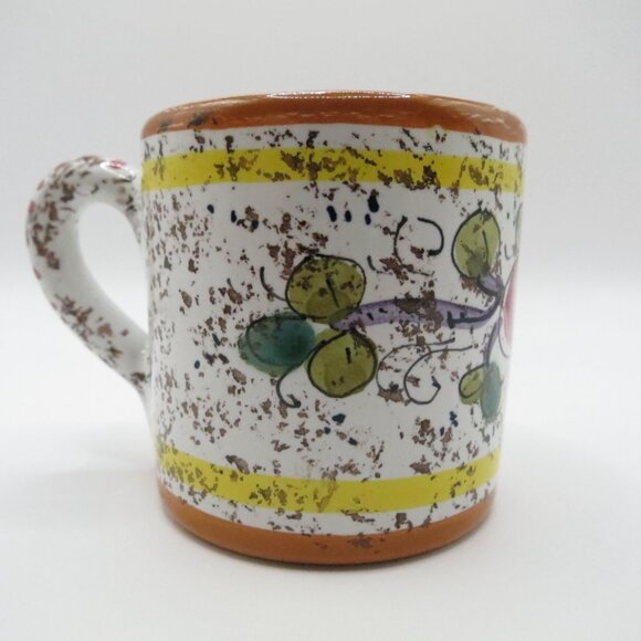 Demitasse Set F.I.C. Deruta Italy Cups Tray Majolica Floral Terracotta Tin Glaze - Picture 9 of 16